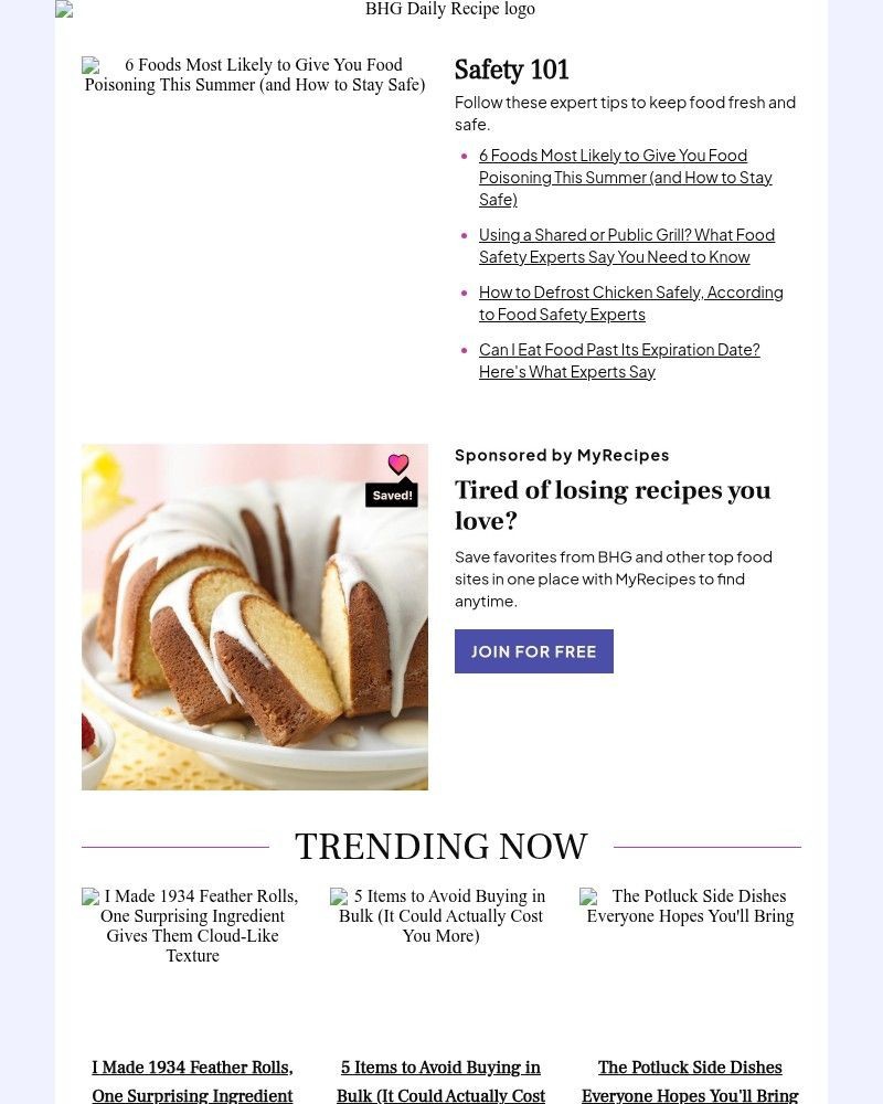 Screenshot of email sent to a Better Homes and Gardens Newsletter subscriber