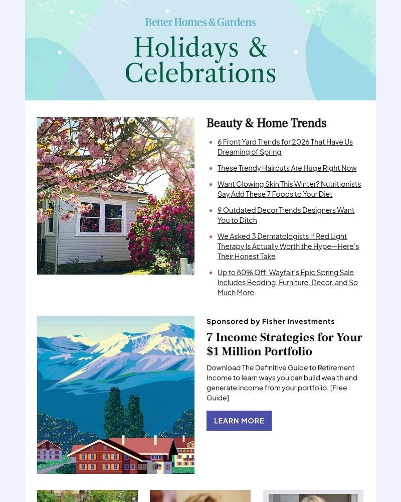 Screenshot of email sent to a Better Homes and Gardens Newsletter subscriber