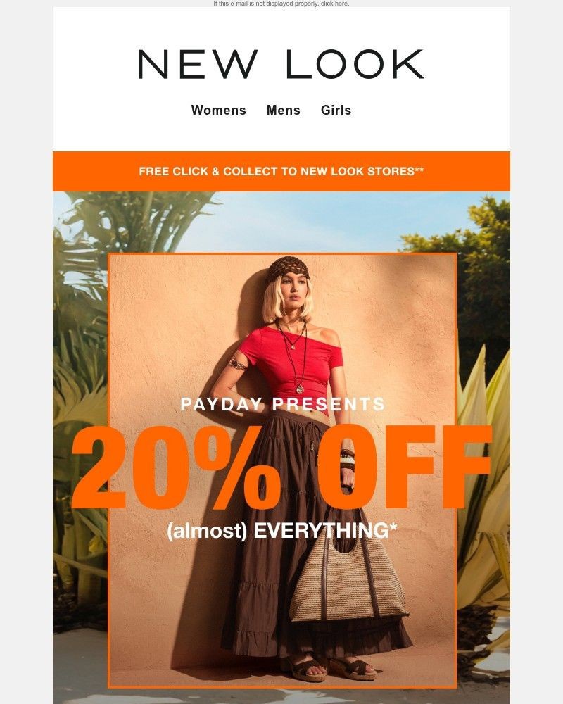 Screenshot of email sent to a New Look Newsletter subscriber