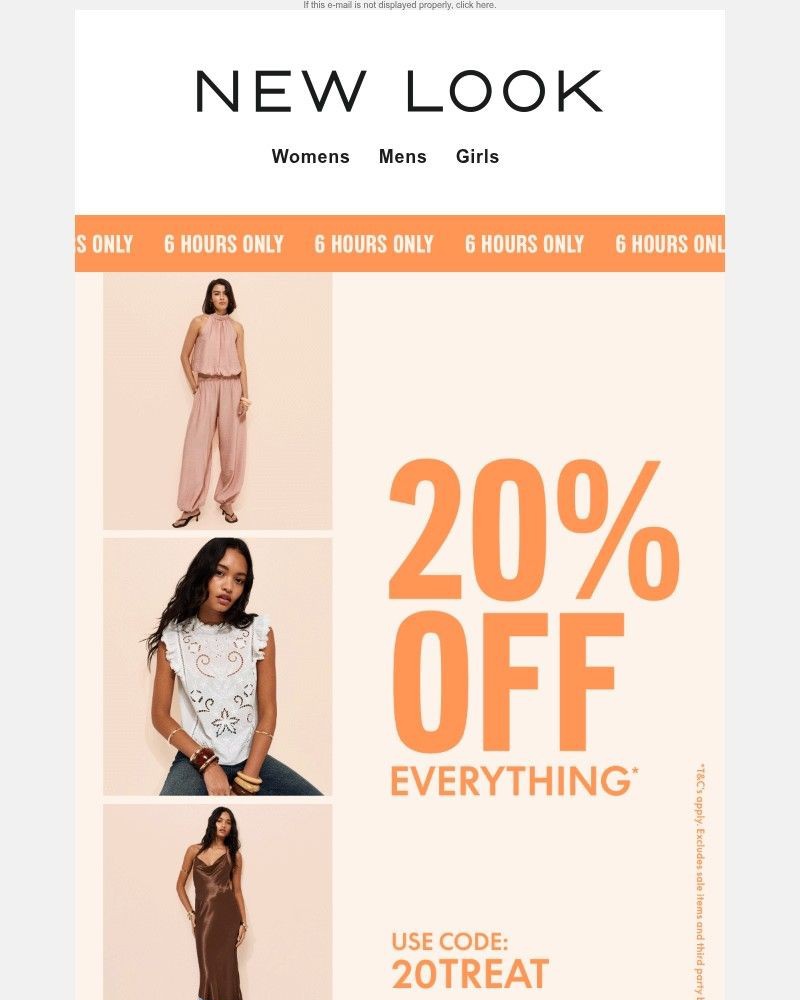 Screenshot of email sent to a New Look Newsletter subscriber