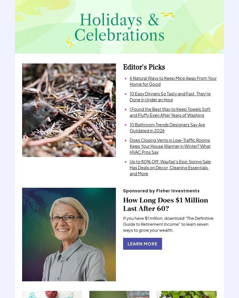 Screenshot of email sent to a Better Homes and Gardens Newsletter subscriber