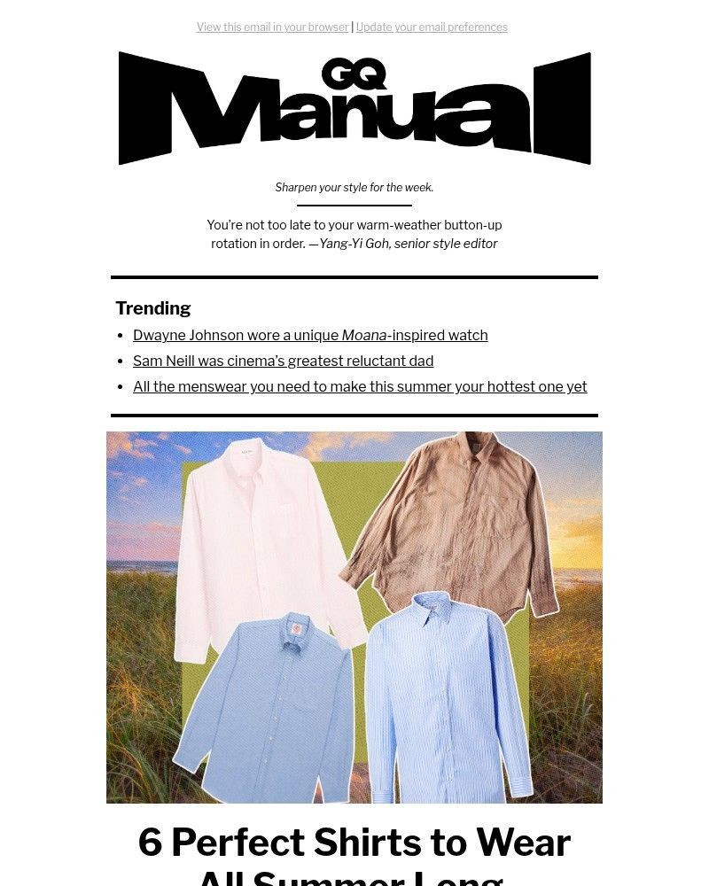 Screenshot of email sent to a GQ Newsletter subscriber