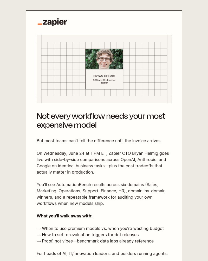 Screenshot of email sent to a Zapier Invited user
