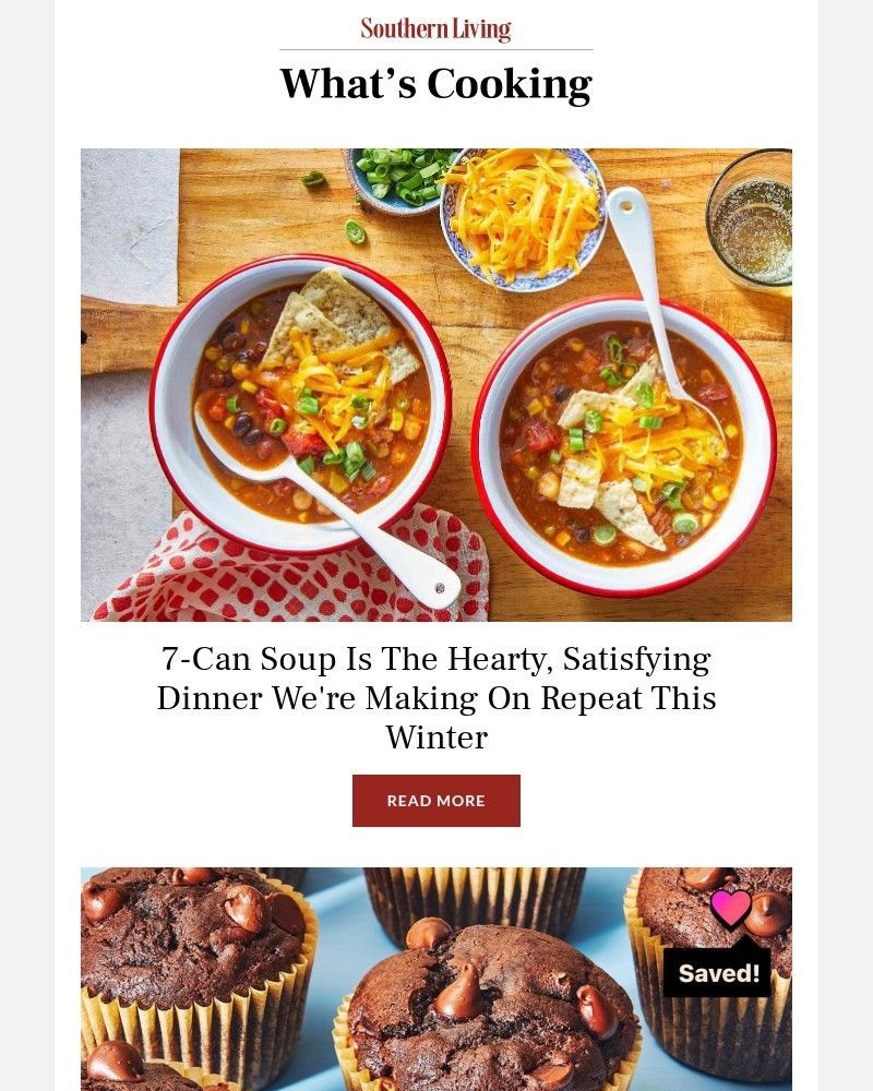 Screenshot of email sent to a Southern Living Newsletter subscriber