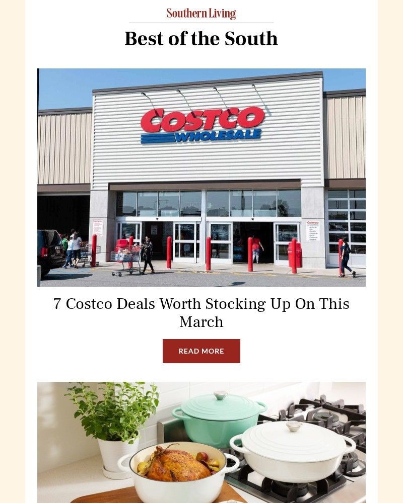 Screenshot of email sent to a Southern Living Newsletter subscriber