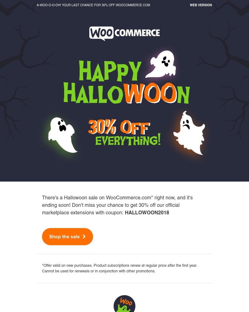 Screenshot of email with subject /media/emails/7-hours-left-for-30-off-woocommercecom-hallowoon-ends-soon-cropped-b6f0f3ef.jpg