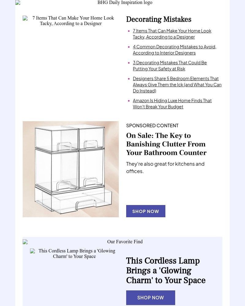 Screenshot of email sent to a Better Homes and Gardens Newsletter subscriber