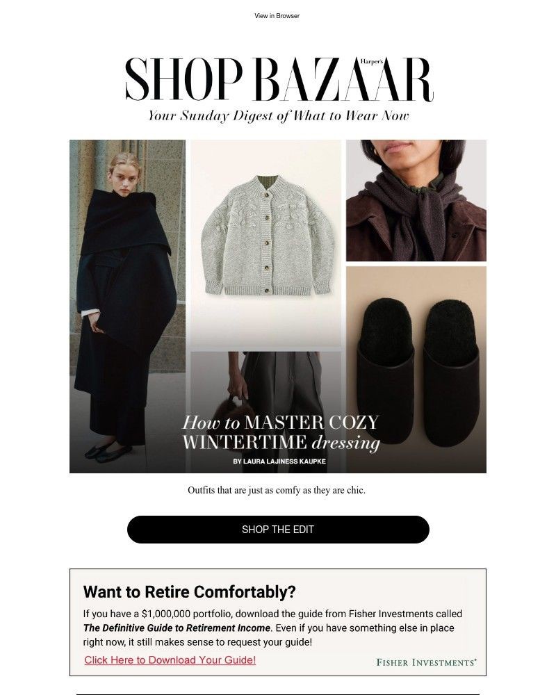 Screenshot of email sent to a Harper’s Bazaar Newsletter subscriber