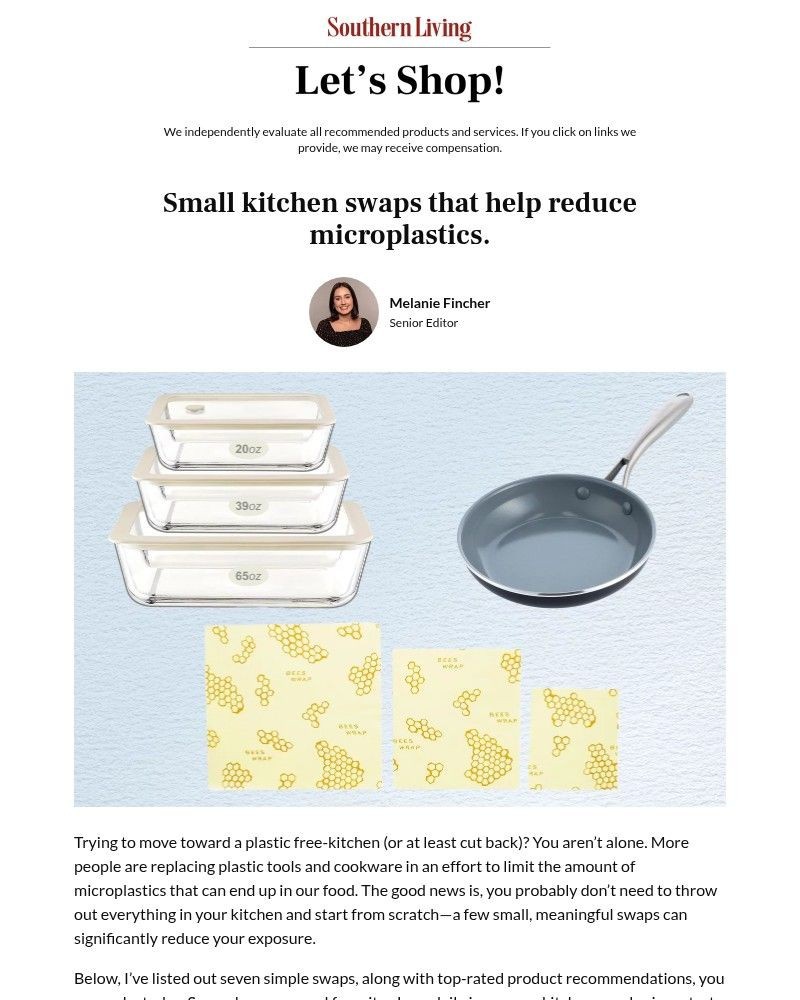 Screenshot of email sent to a Southern Living Newsletter subscriber