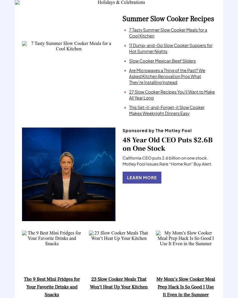 Screenshot of email sent to a Better Homes and Gardens Newsletter subscriber