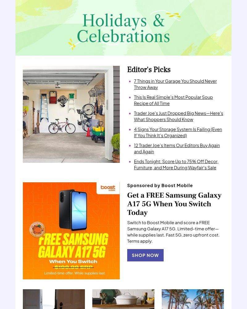 Screenshot of email sent to a Better Homes and Gardens Newsletter subscriber