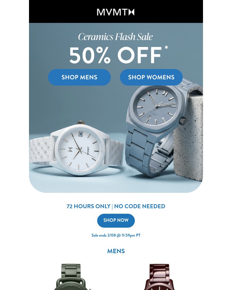 Screenshot of email sent to a MVMT Newsletter subscriber