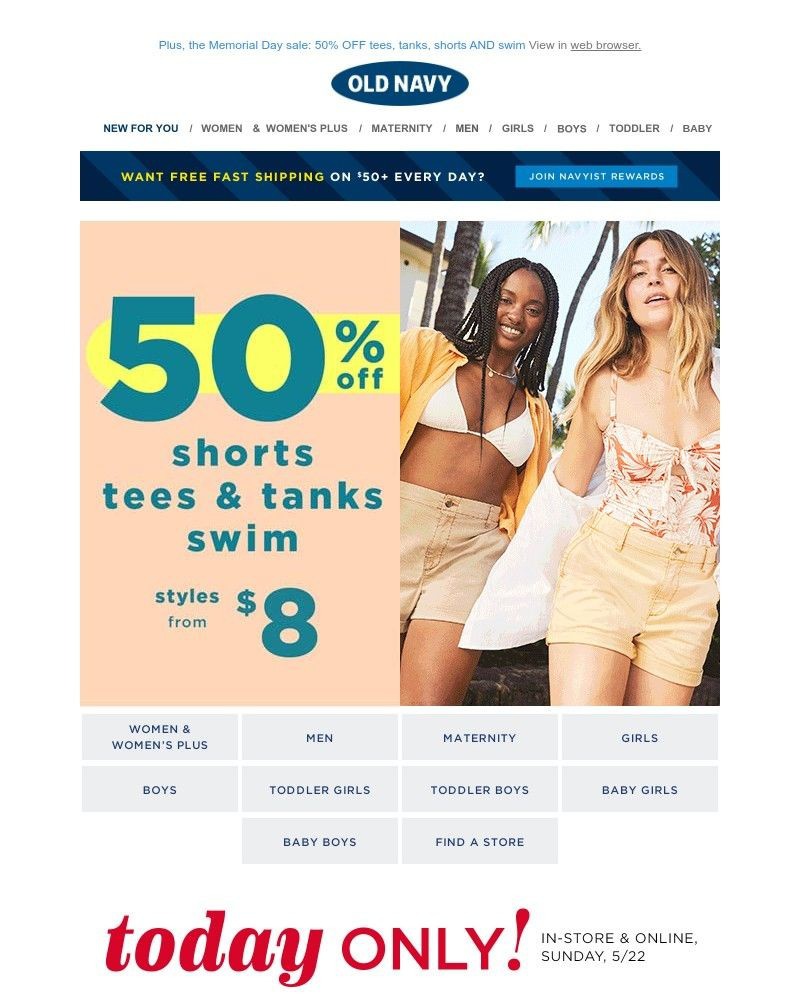Screenshot of email with subject /media/emails/8-fleece-shorts-today-only-50-off-these-summer-musts-4da190-cropped-90f675e8.jpg