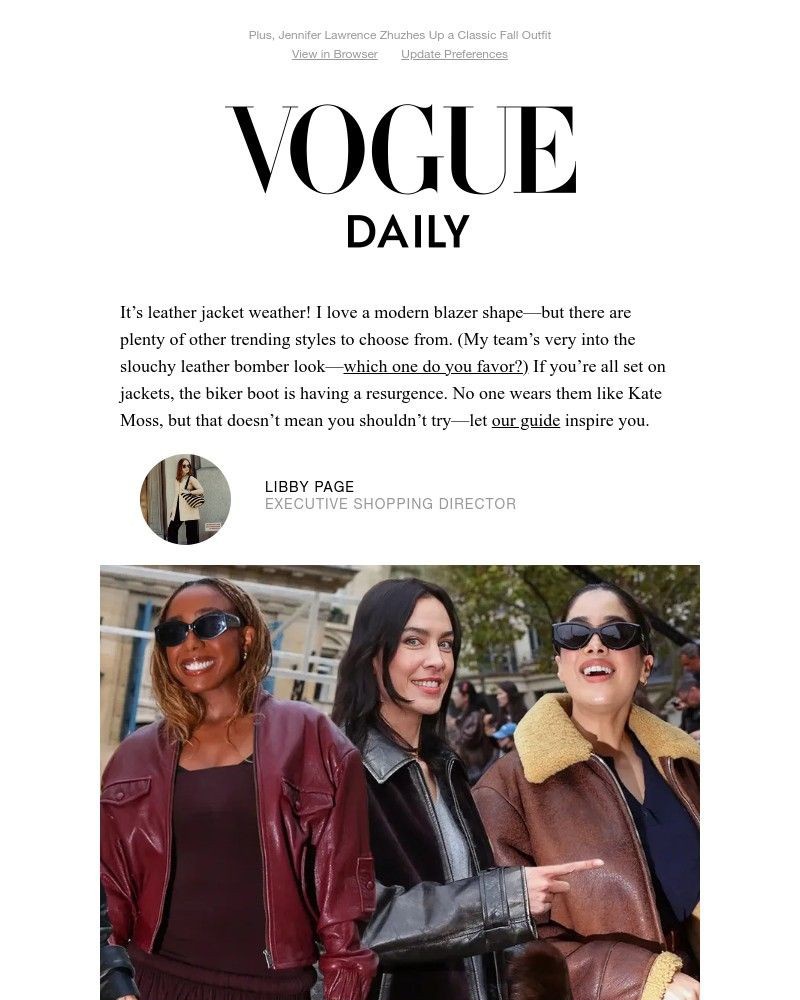 Screenshot of email sent to a Vogue Newsletter subscriber