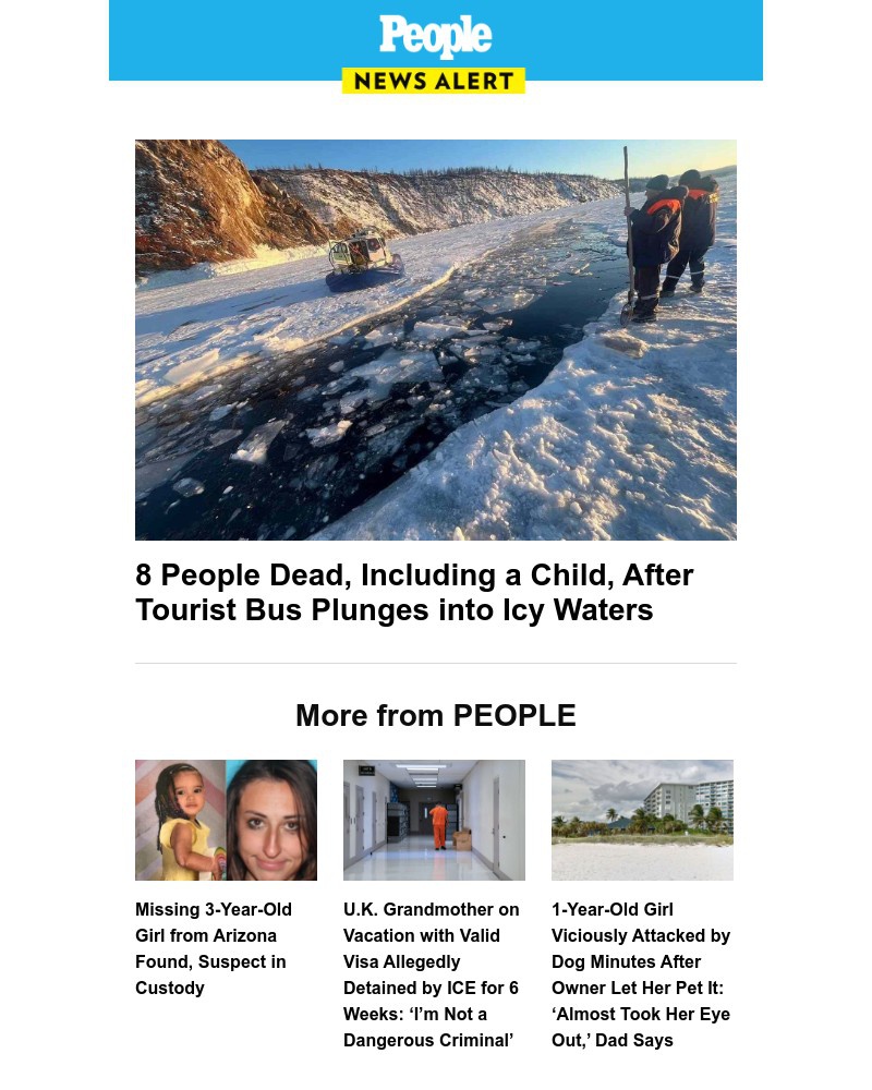 Screenshot of email sent to a People Newsletter subscriber