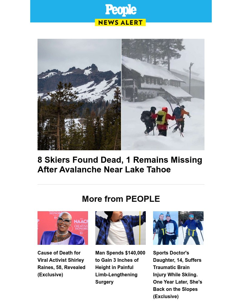 Screenshot of email sent to a People Newsletter subscriber