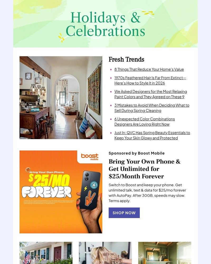 Screenshot of email sent to a Better Homes and Gardens Newsletter subscriber