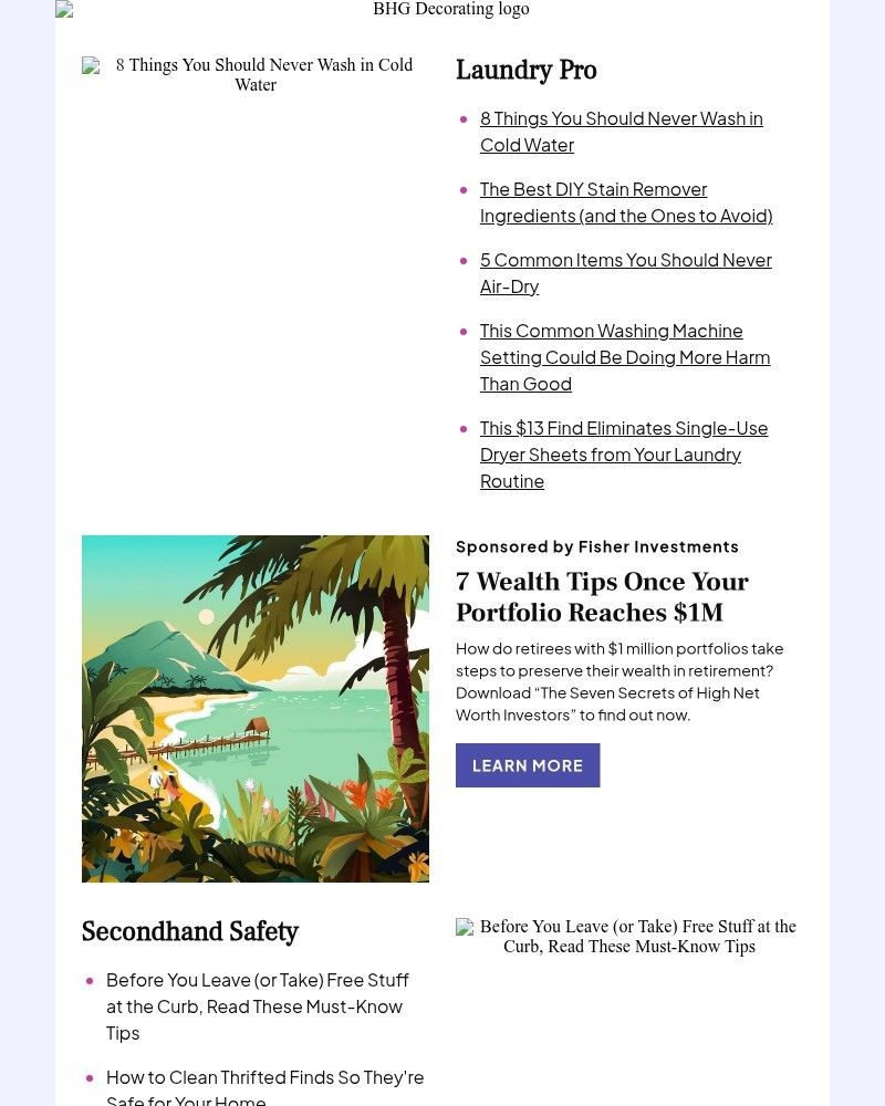 Screenshot of email sent to a Better Homes and Gardens Newsletter subscriber
