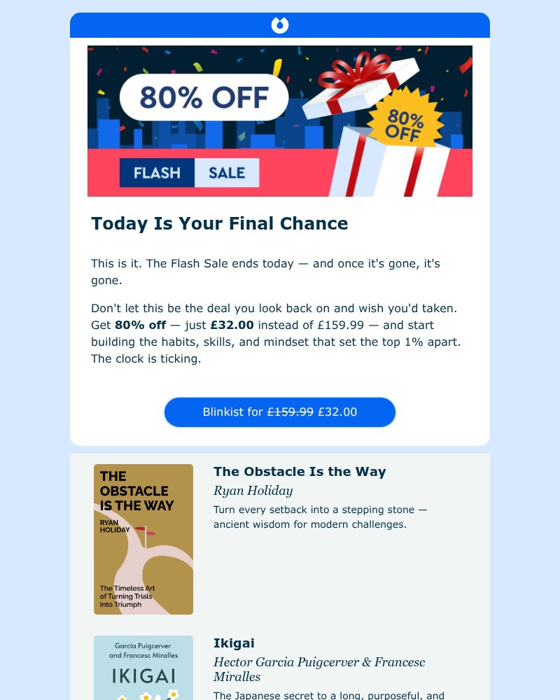 Screenshot of email with subject /media/emails/80-off-blinkist-ends-today-03f209-cropped-ecb0d92e.jpg