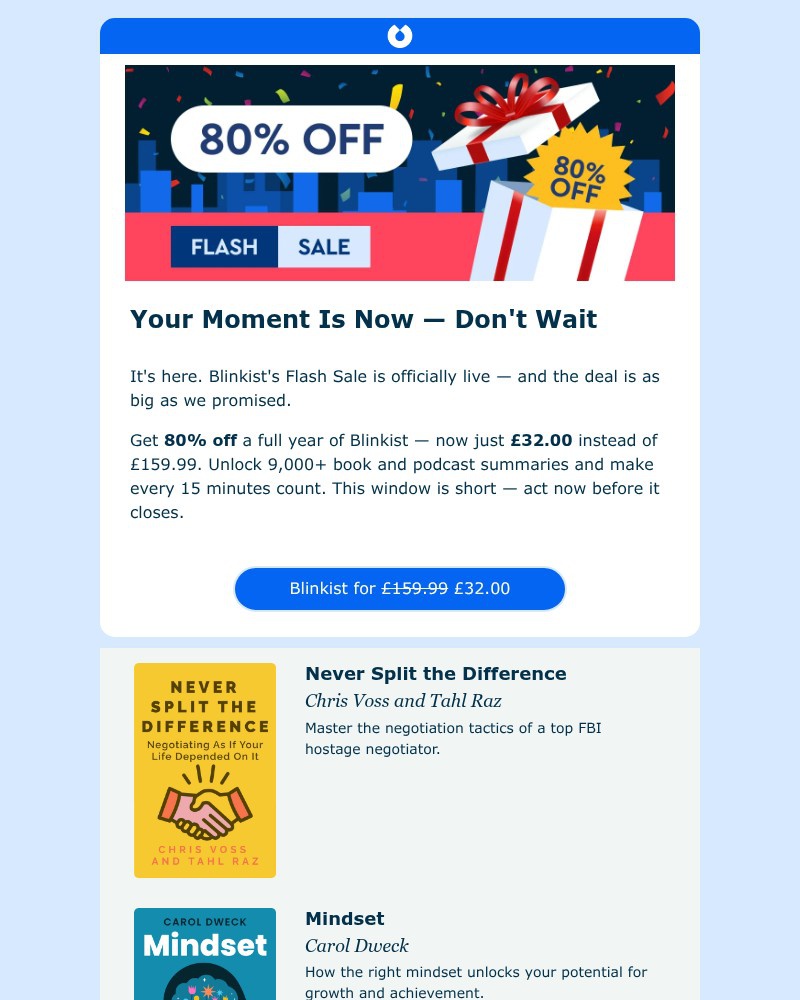 Screenshot of email with subject /media/emails/80-off-blinkist-flash-sale-is-live-a70417-cropped-79c705e8.jpg