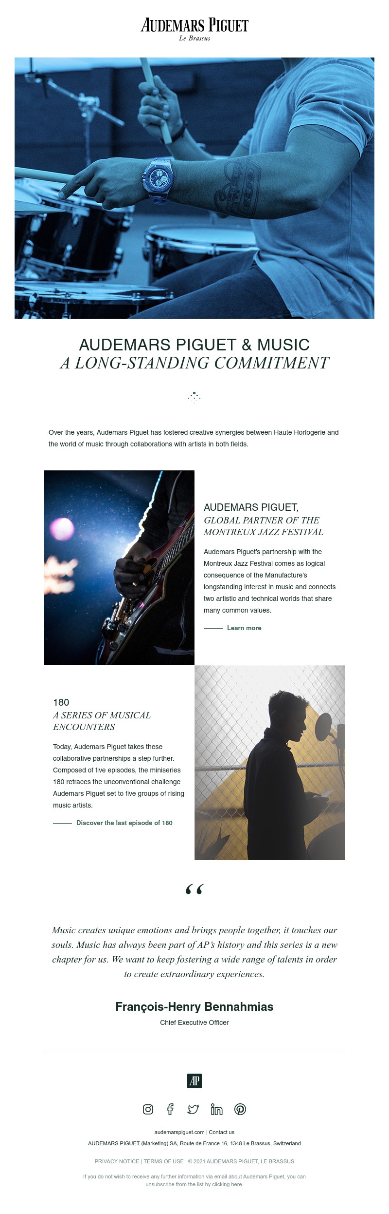 Email sent from Audemars Piguet to a Newsletter subscriber