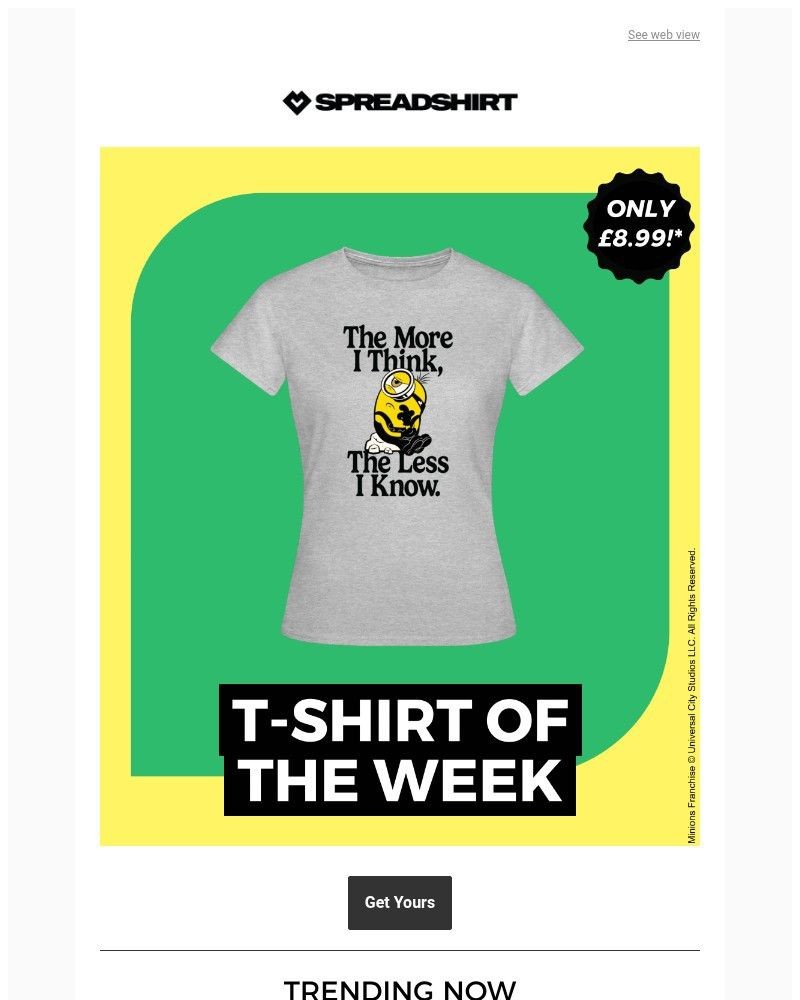 Screenshot of email sent to a Spreadshirt Newsletter subscriber