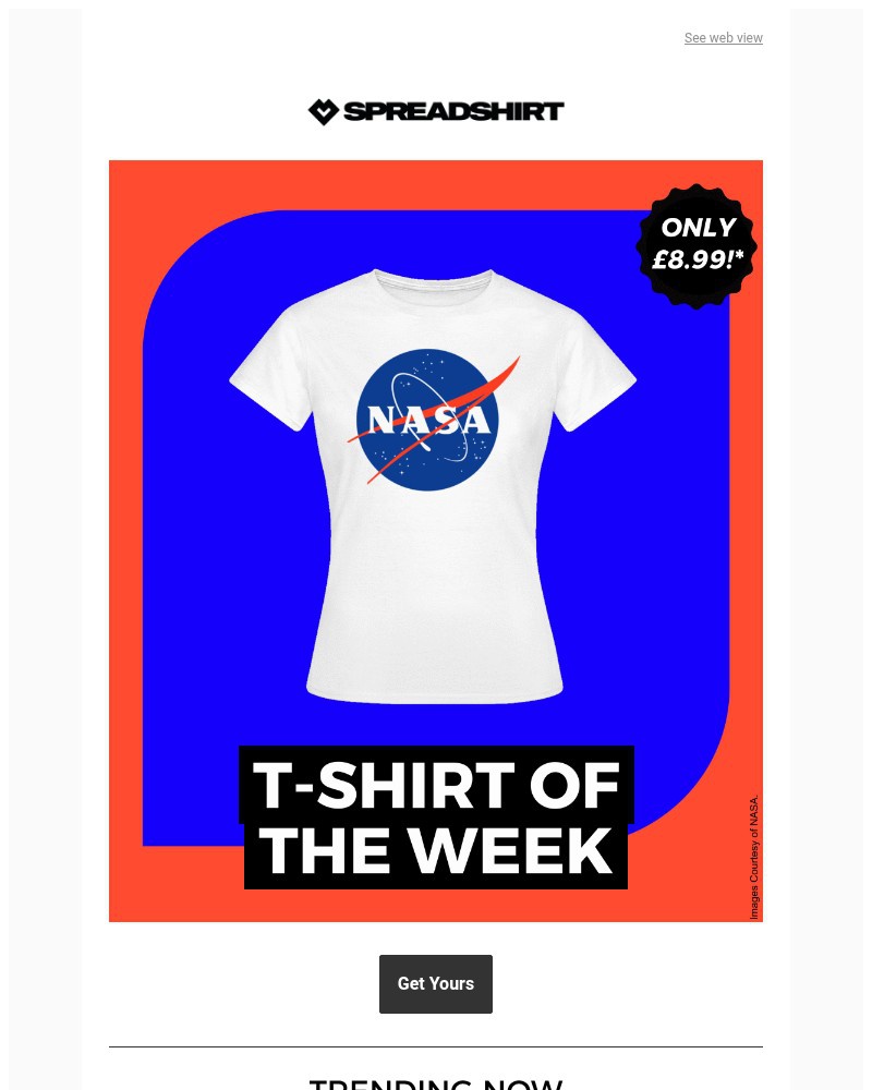 Screenshot of email sent to a Spreadshirt Newsletter subscriber