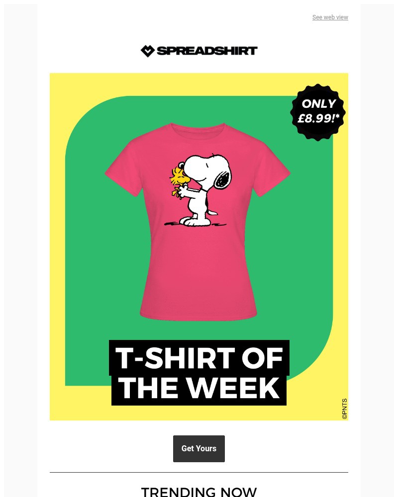 Screenshot of email sent to a Spreadshirt Newsletter subscriber