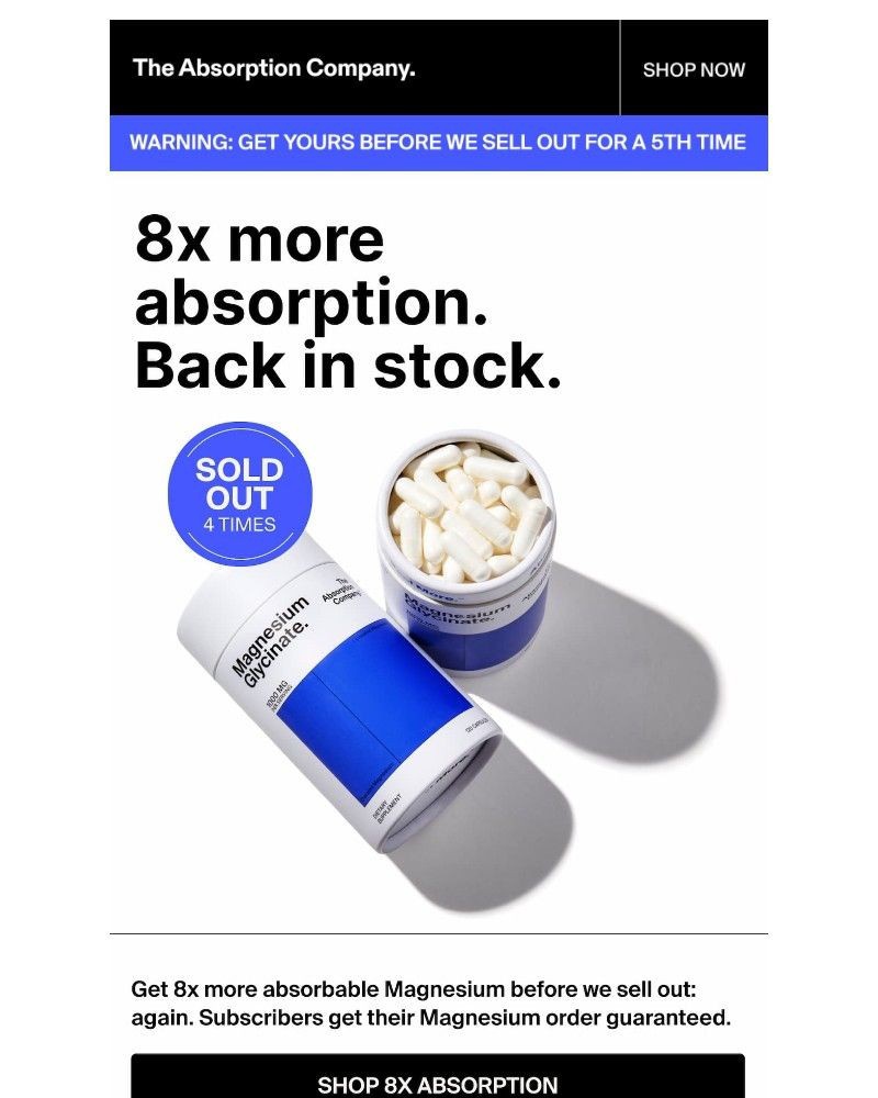 Screenshot of email sent to a The Absorption Company Newsletter subscriber
