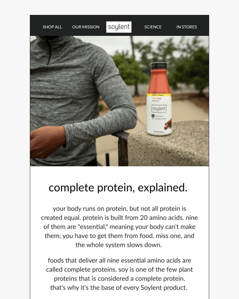 Screenshot of email sent to a Soylent Newsletter subscriber