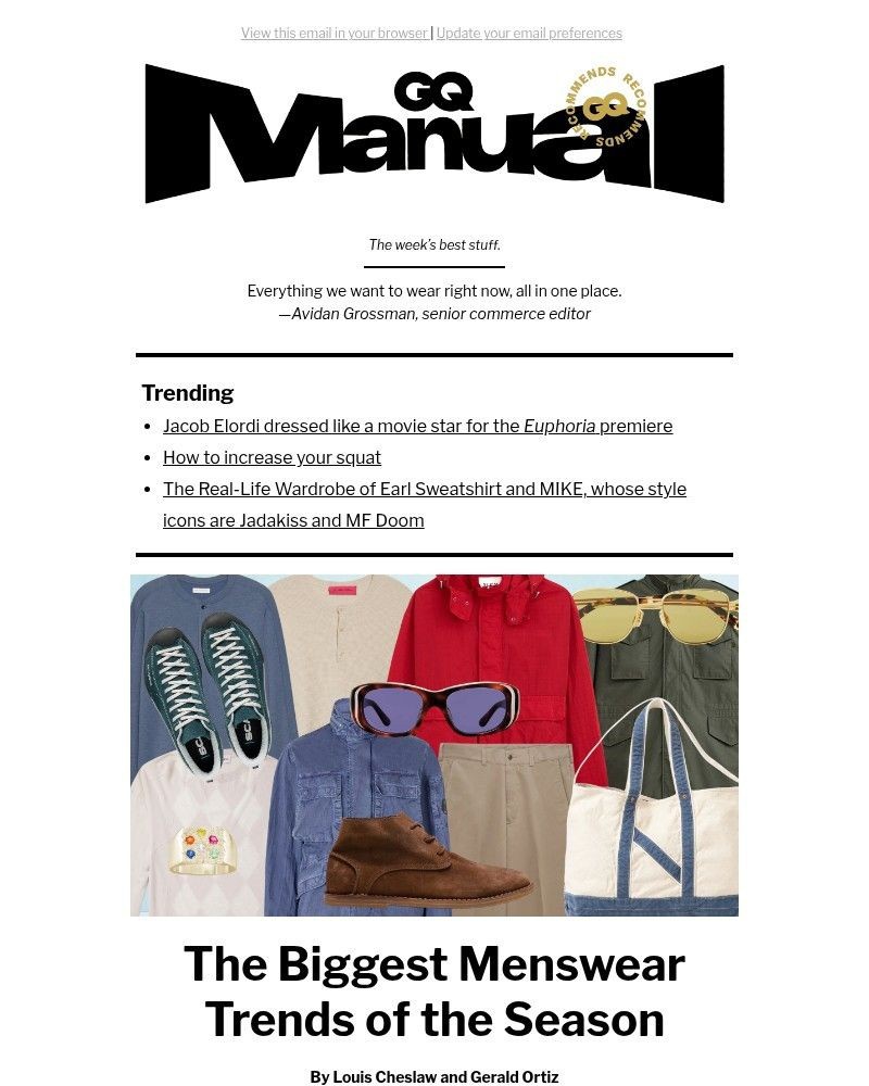 Screenshot of email sent to a GQ Newsletter subscriber