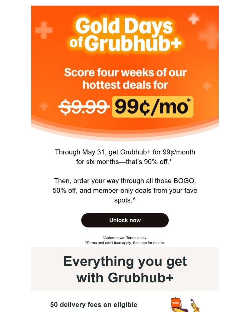 Screenshot of email sent to a Seamless Registered user