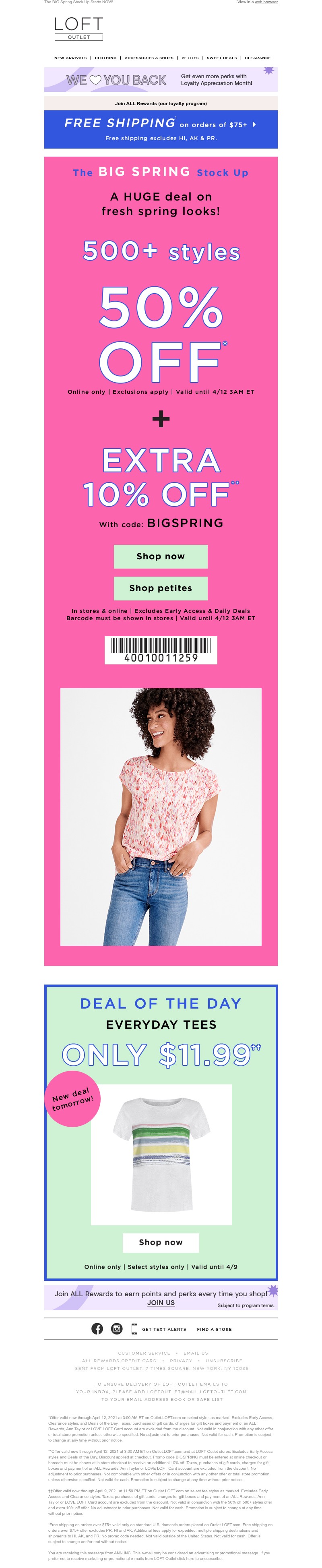 Free Shipping Now Included for Ann Taylor & LOFT Spring Sales