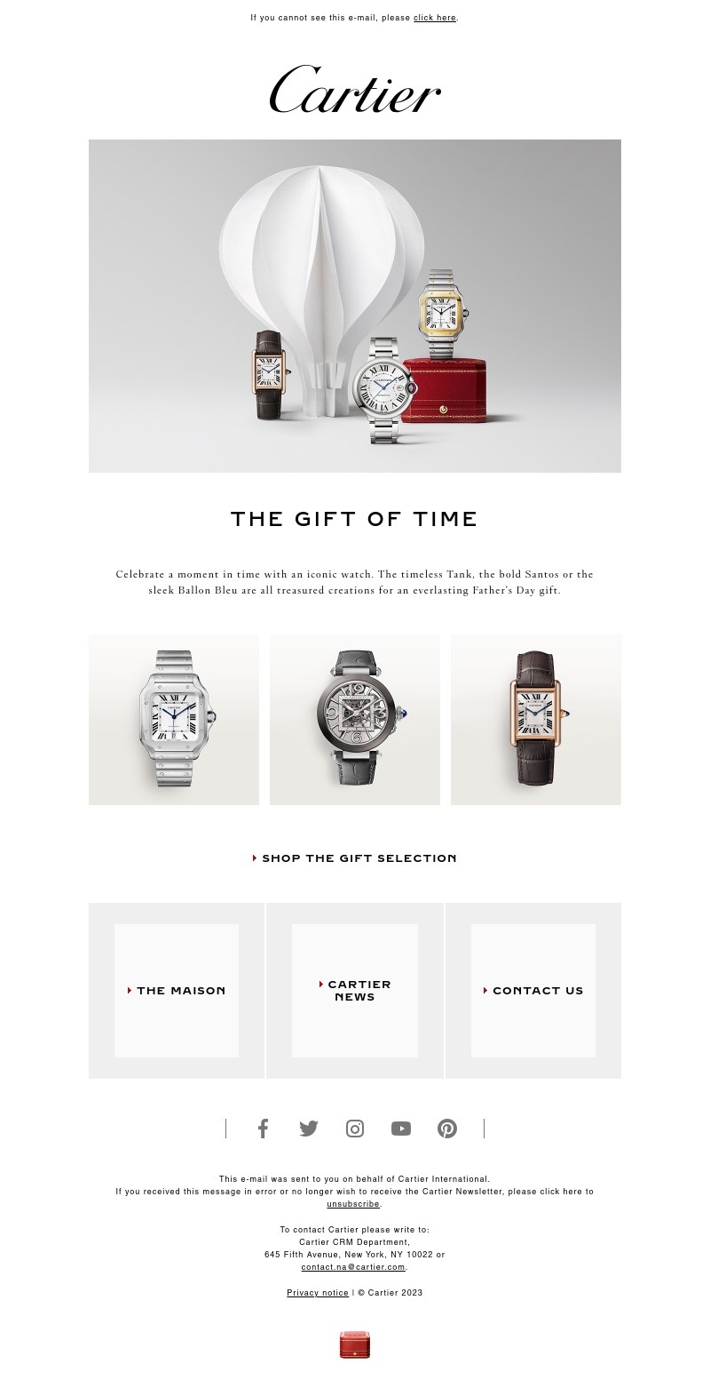 Email sent from Cartier to a Newsletter subscriber