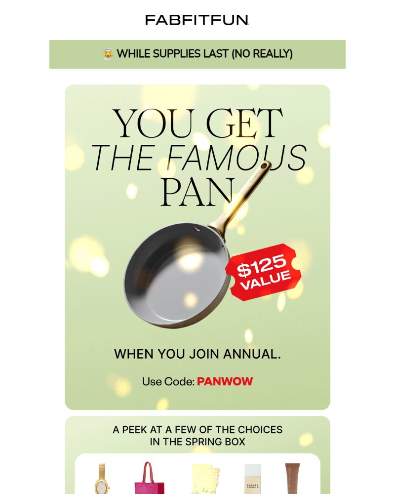 Screenshot of email sent to a FabFitFun Newsletter subscriber