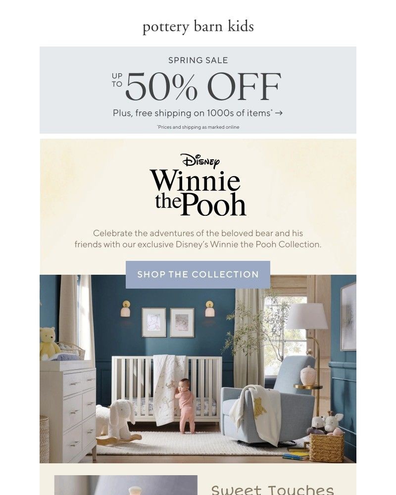 Screenshot of email sent to a Pottery Barn Newsletter subscriber