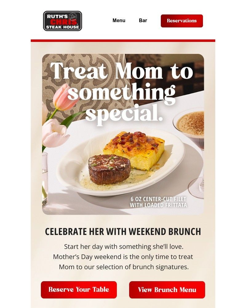 Screenshot of email sent to a Ruth’s Chris Newsletter subscriber