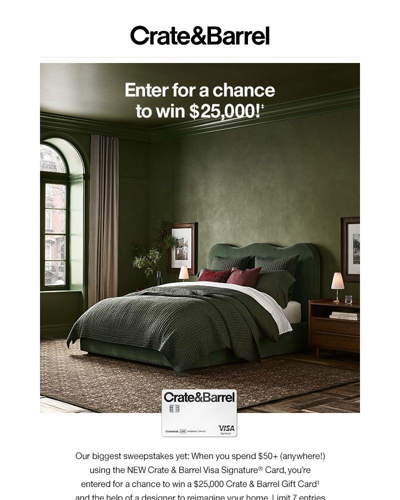 Screenshot of email sent to a Crate & Barrel Newsletter subscriber
