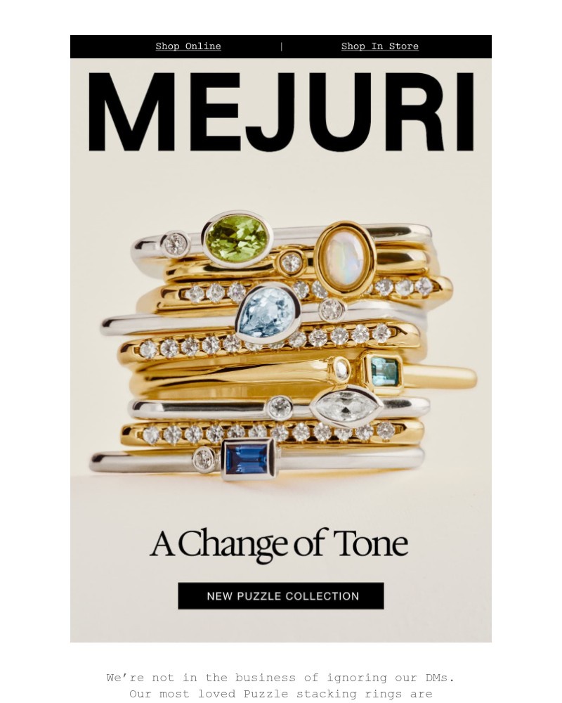 Screenshot of email sent to a Mejuri Registered user