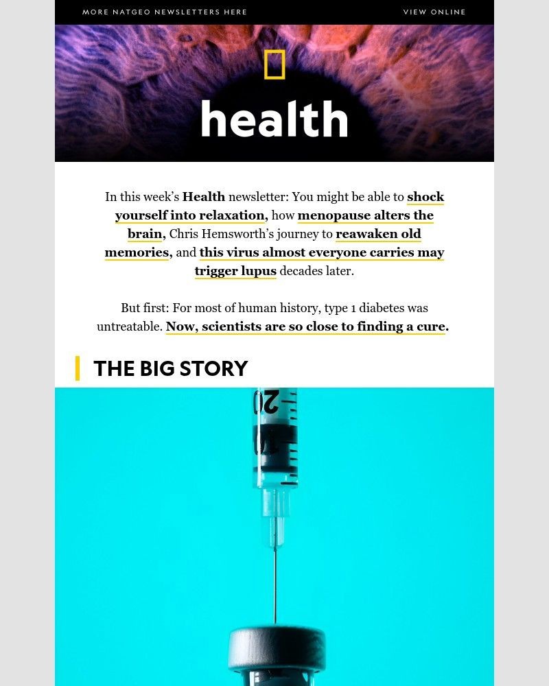 Screenshot of email with subject /media/emails/a-cure-for-type-1-diabetes-is-close-menopauses-effect-on-the-brain-can-you-zap-aw_65x9cOf.jpg