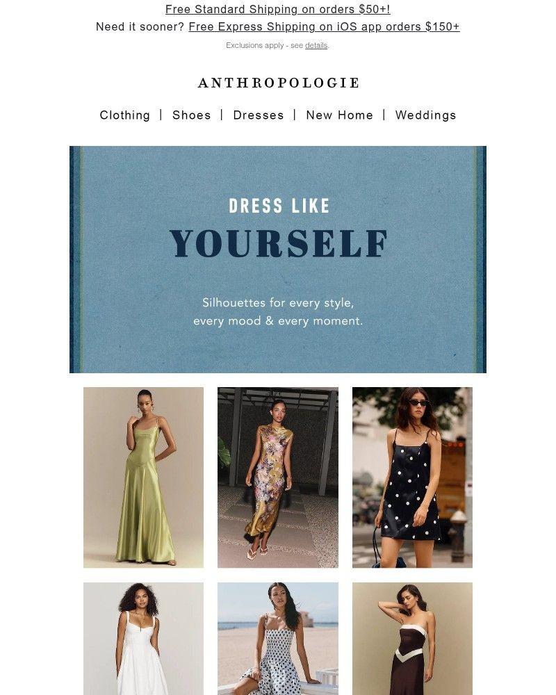 Screenshot of email sent to a Anthropologie Newsletter subscriber