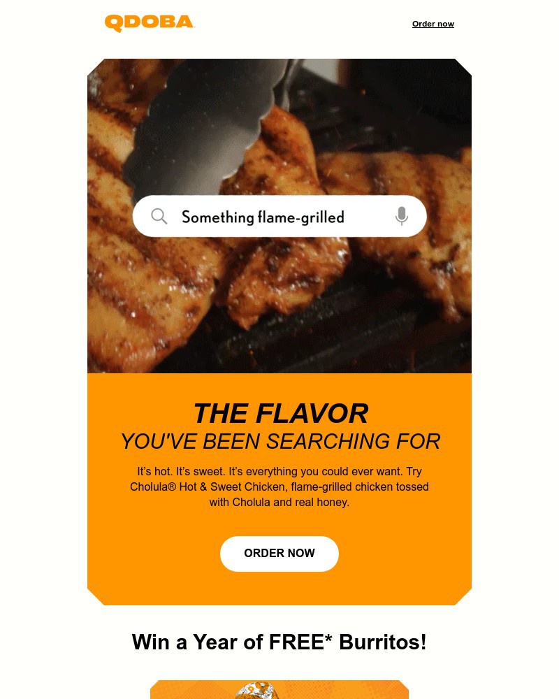 Screenshot of email sent to a Qdoba Registered user
