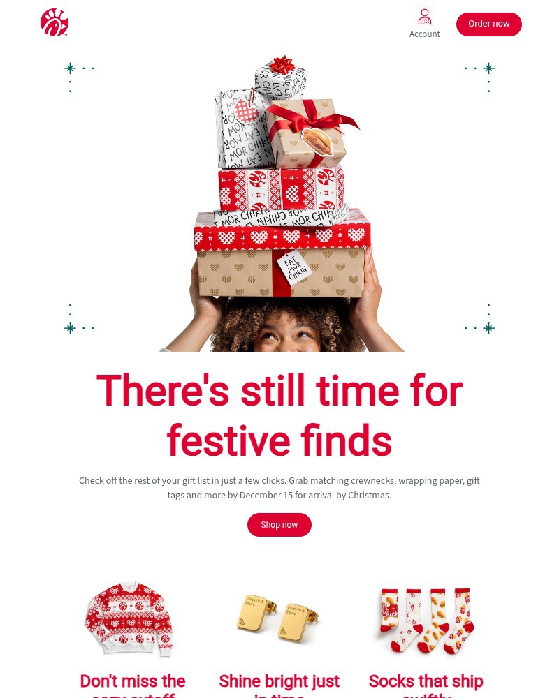 Screenshot of email sent to a Chick-fil-A Registered user