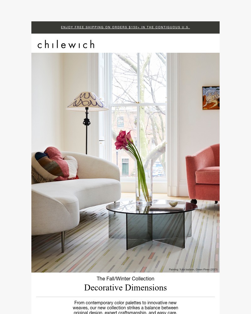 Screenshot of email sent to a Chilewich Newsletter subscriber