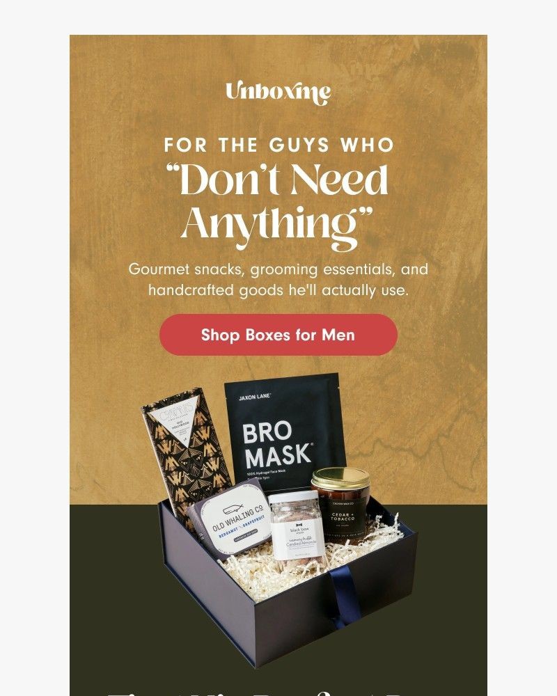 Screenshot of email sent to a Unboxme Newsletter subscriber