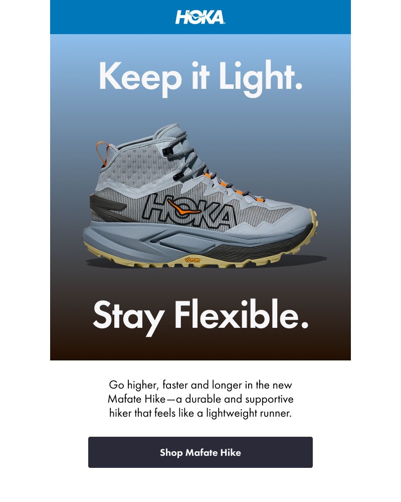 Screenshot of email sent to a Hoka Newsletter subscriber
