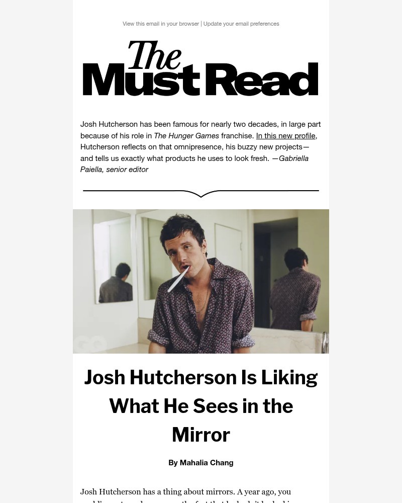 Screenshot of email sent to a GQ Newsletter subscriber