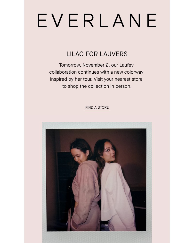 Screenshot of email sent to a Everlane Registered user
