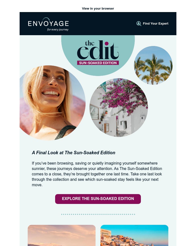 Screenshot of email sent to a Envoyage Newsletter subscriber