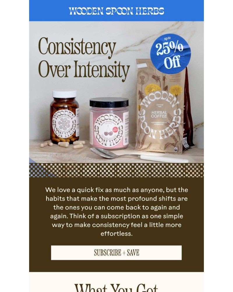 Screenshot of email sent to a Wooden Spoon Herbs Newsletter subscriber